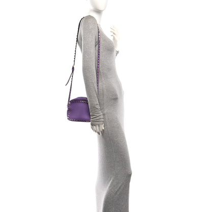 Valentino Garavani Pebbled Calfskin Rockstud Camera Crossbody Bag Purple 2 of 9
