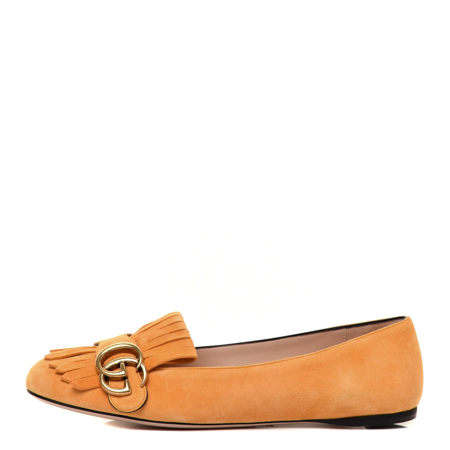 Kid Scamosciato GG Marmont Fringe Flats 37.5 Crystal Copper