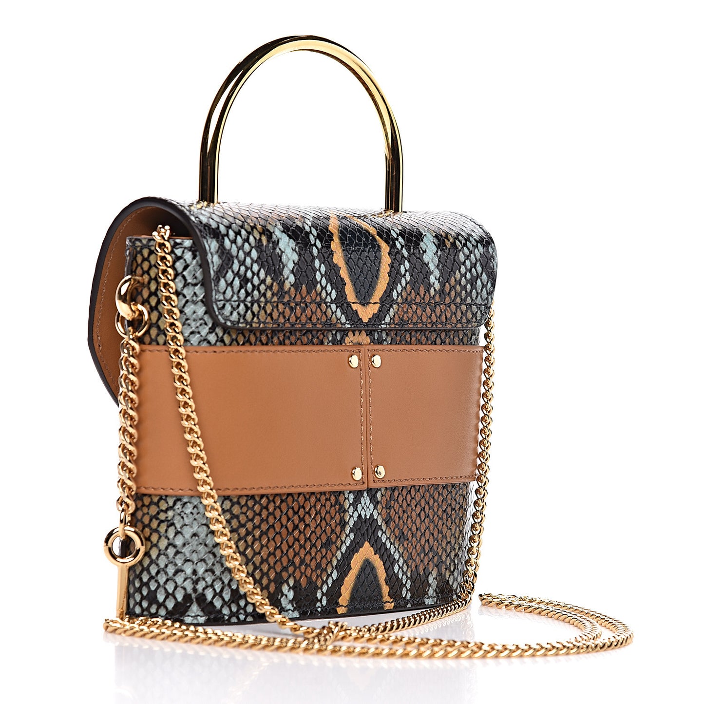 Calfskin Python Embossed Small Aby Lock Faded Blue