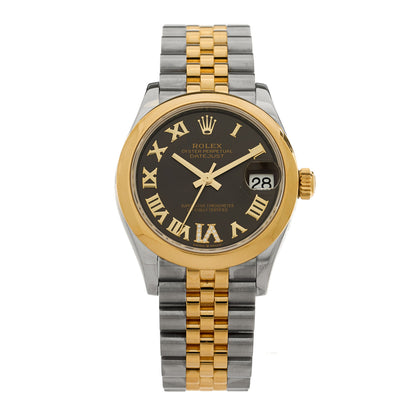 Rolex Stainless Steel 18K Yellow Gold Diamond 31mm Oyster Perpetual Datejust Watch Dark Grey Roman 278243 1 of 4