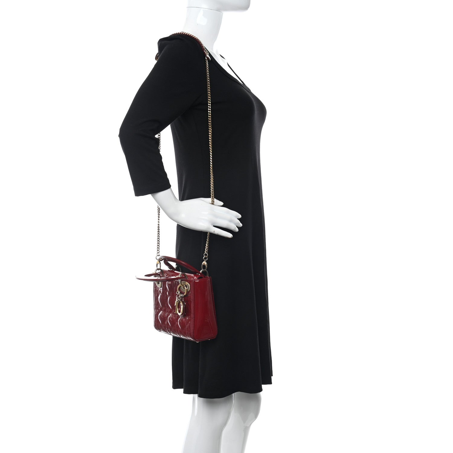 Christian Dior Patent Cannage Mini Lady Dior Red 2 of 10