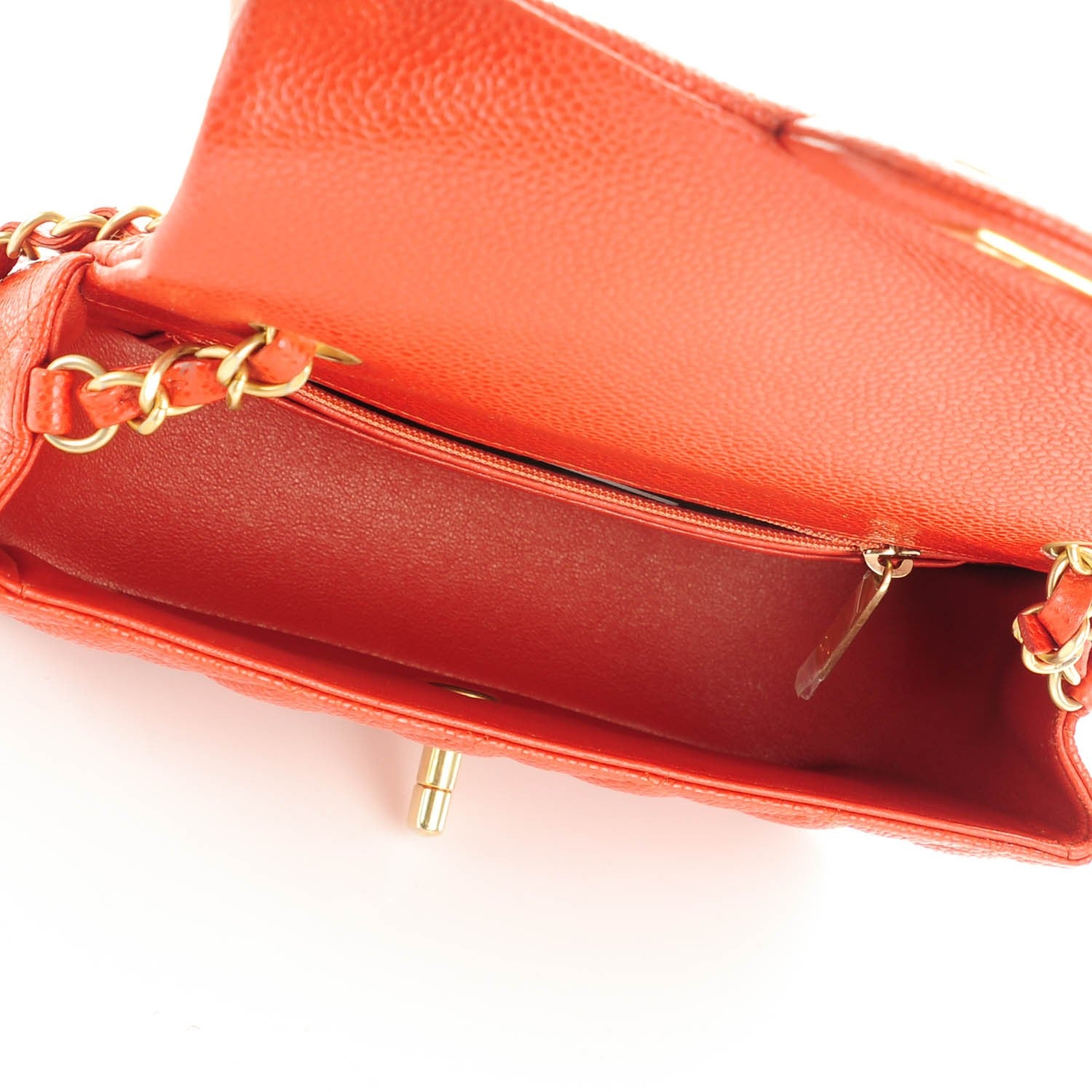 Chanel Pearly Caviar Quilted Mini Rectangular Flap Orange 5 of 7