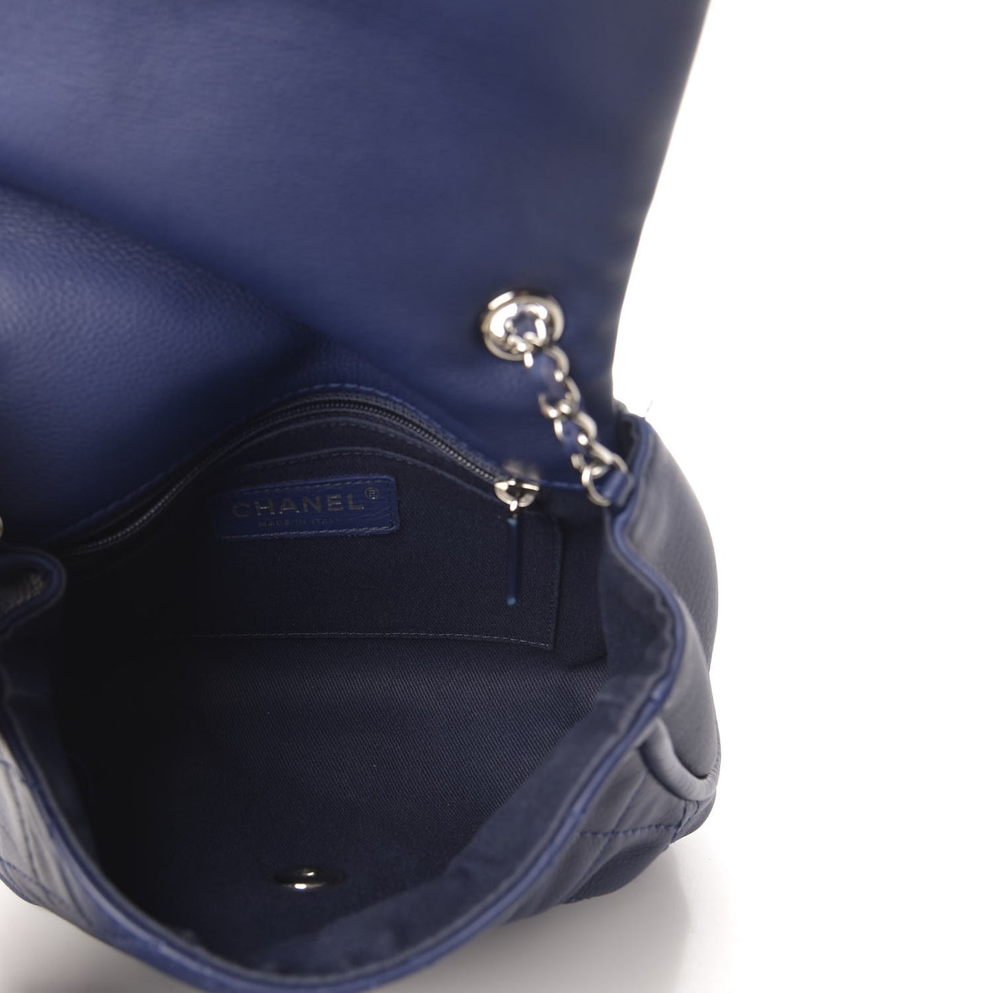 Calfskin Quilted CC Curvy Flap Blue