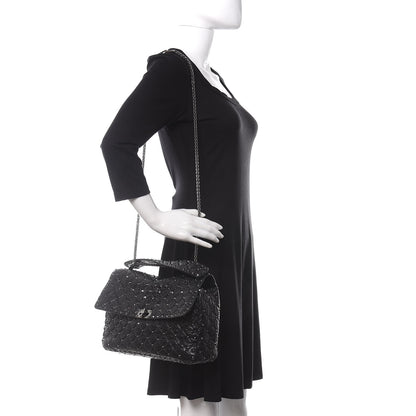 Valentino Garavani Craquele Nappa Large Rockstud Spike Shoulder Bag Black 2 of 9