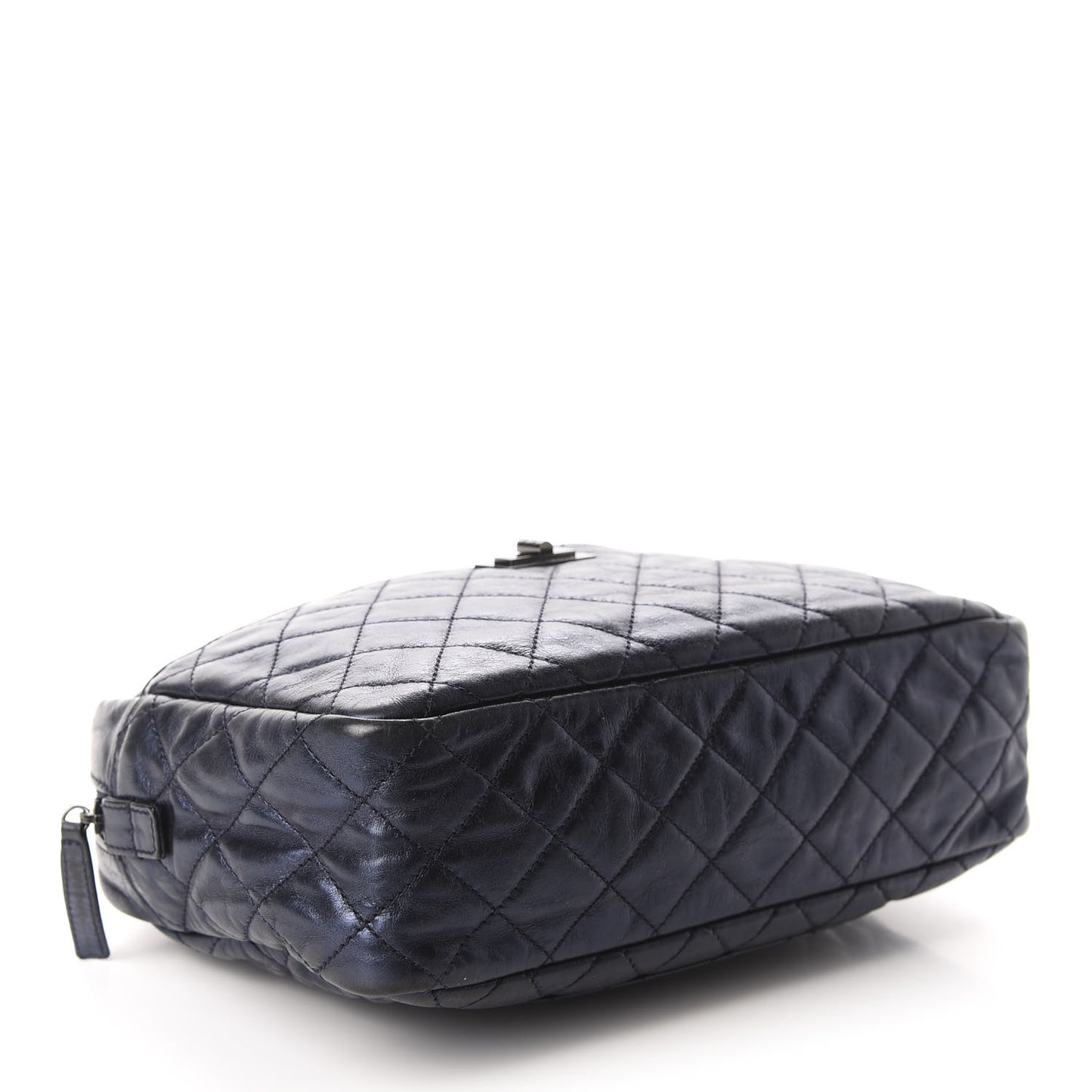 Metallic Aged Calfskin Quilted Medium Reissue Camera Case Bag Blue