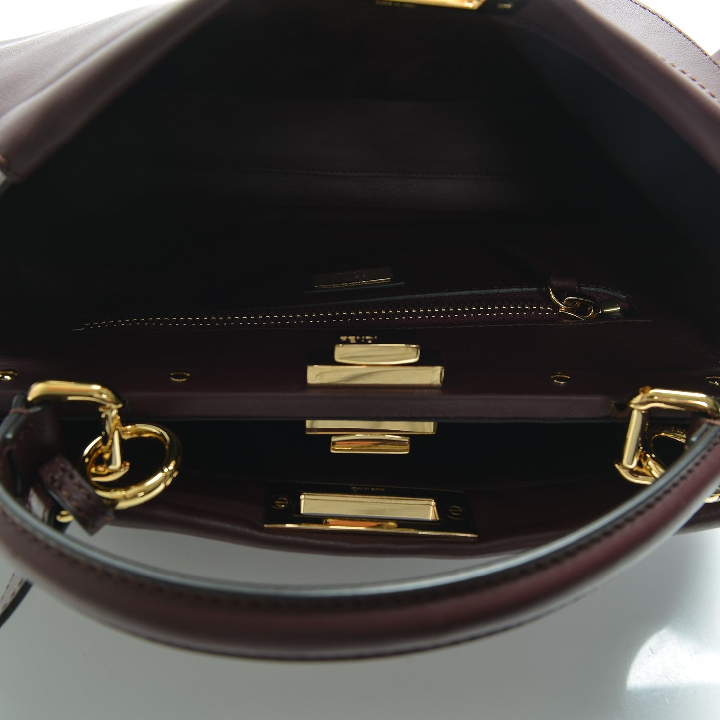 Vitello Seta Waves Bi-Color Medium Peekaboo Iconic Satchel Bordeaux Latte