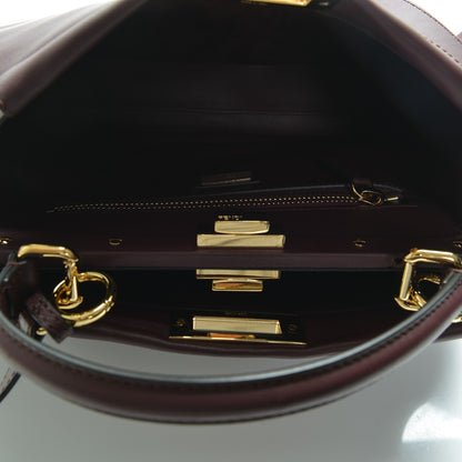 Fendi Vitello Seta Waves Bi-Color Medium Peekaboo Iconic Satchel Bordeaux Latte 5 of 6