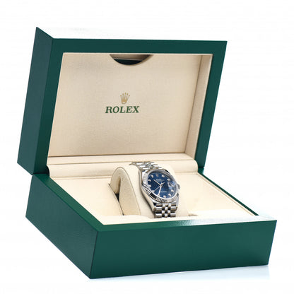 Rolex Stainless Steel 18K White Gold Diamond 36mm Oyster Perpetual Datejust Watch Bright Blue 126234 5 of 5