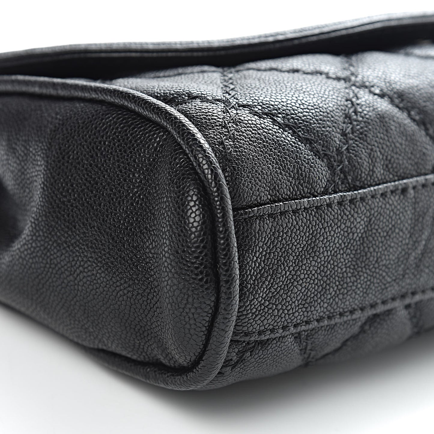 Caviar Double Stitch Medium Flap Black
