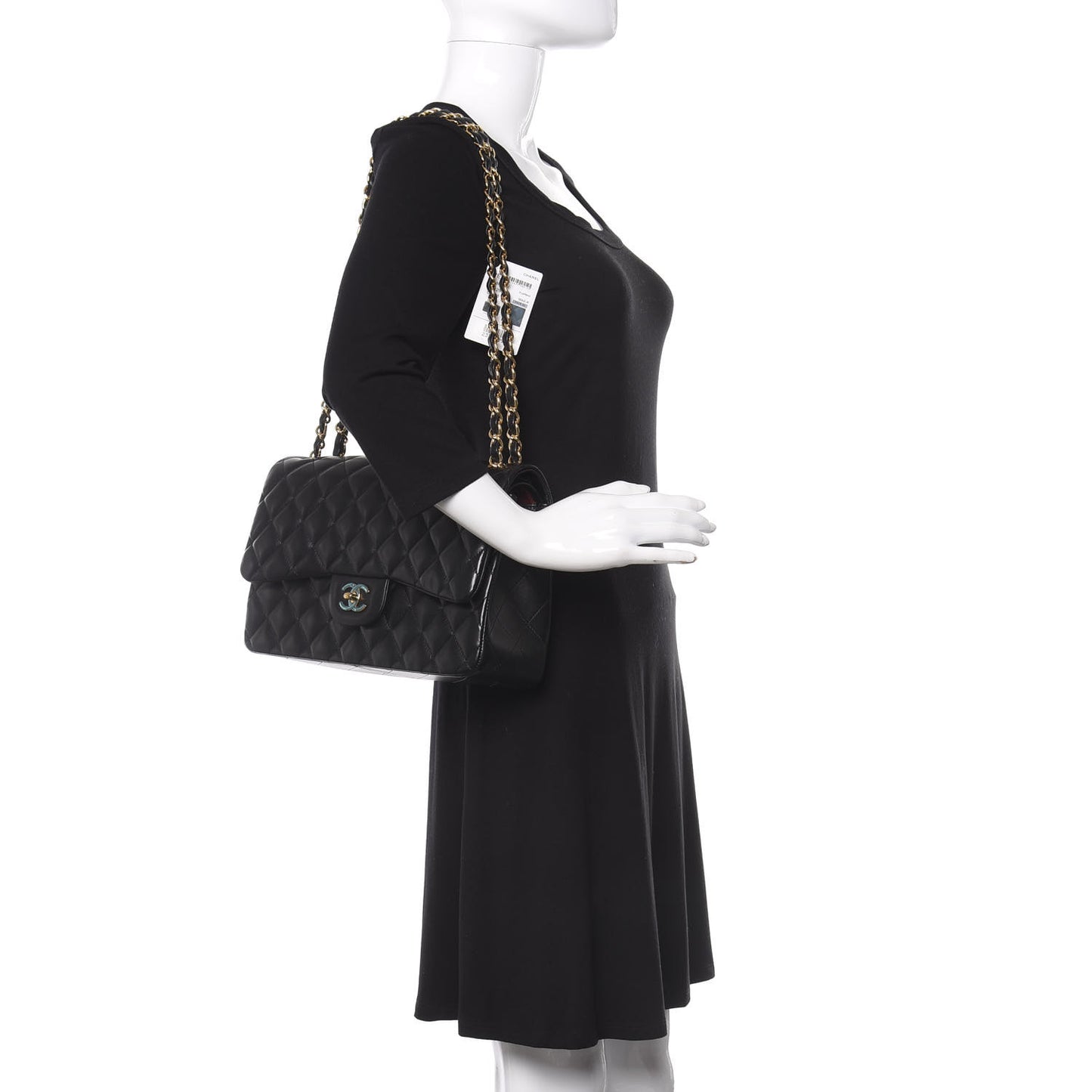 Lambskin Quilted Jumbo Double Flap Black