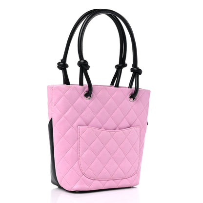 Chanel Calfskin Quilted Small Cambon Tote Pink Black 3 of 14