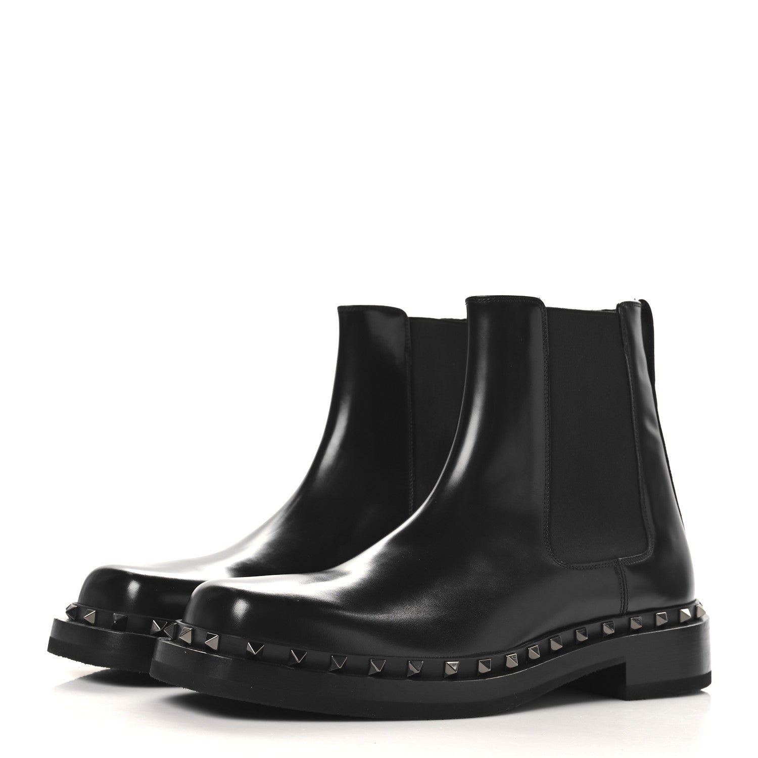 Valentino Garavani Calfskin Rockstud Mens M-Way Square Toe Boots 45 Black 4 of 9
