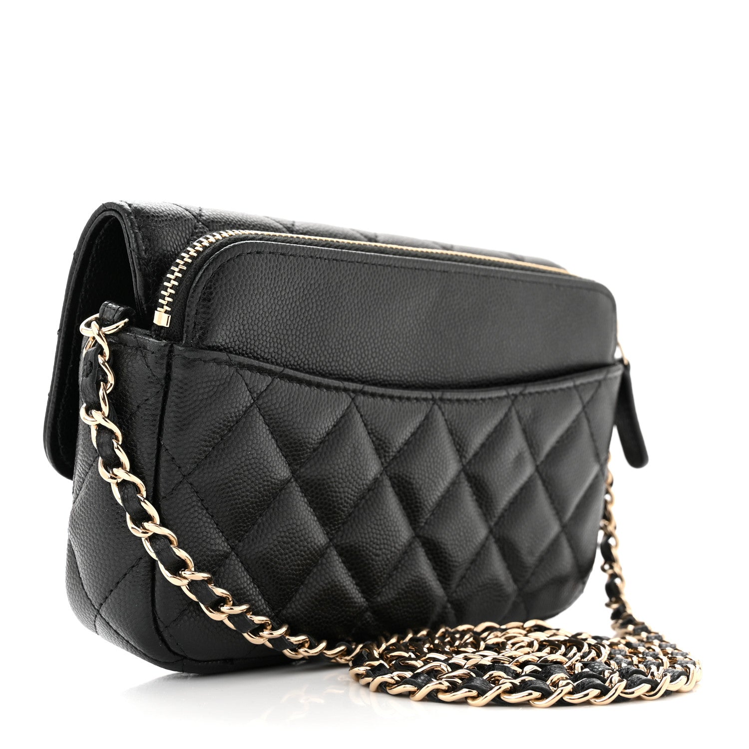 Chanel Caviar Quilted Flap Phone Holder With Chain Black 3 of 12