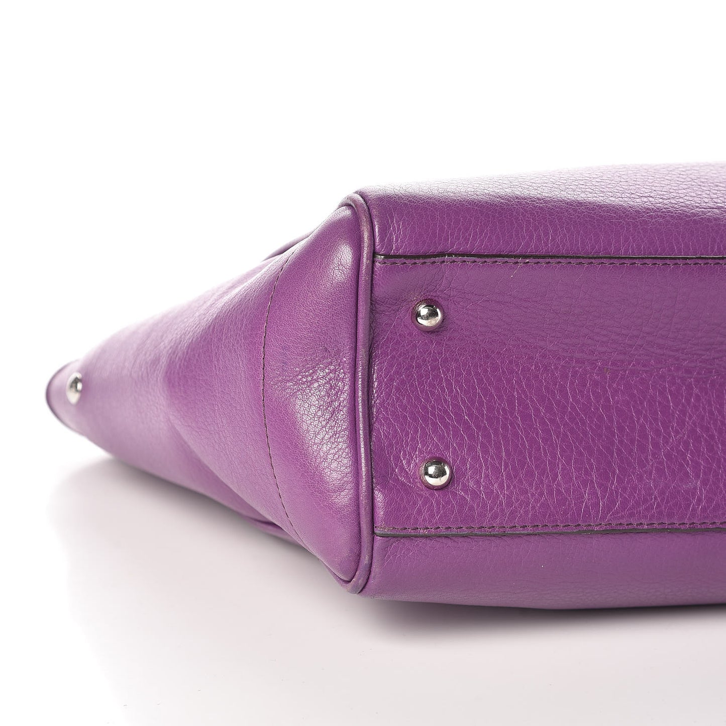 Calfskin Embossed Logo Shopper Tote Purple