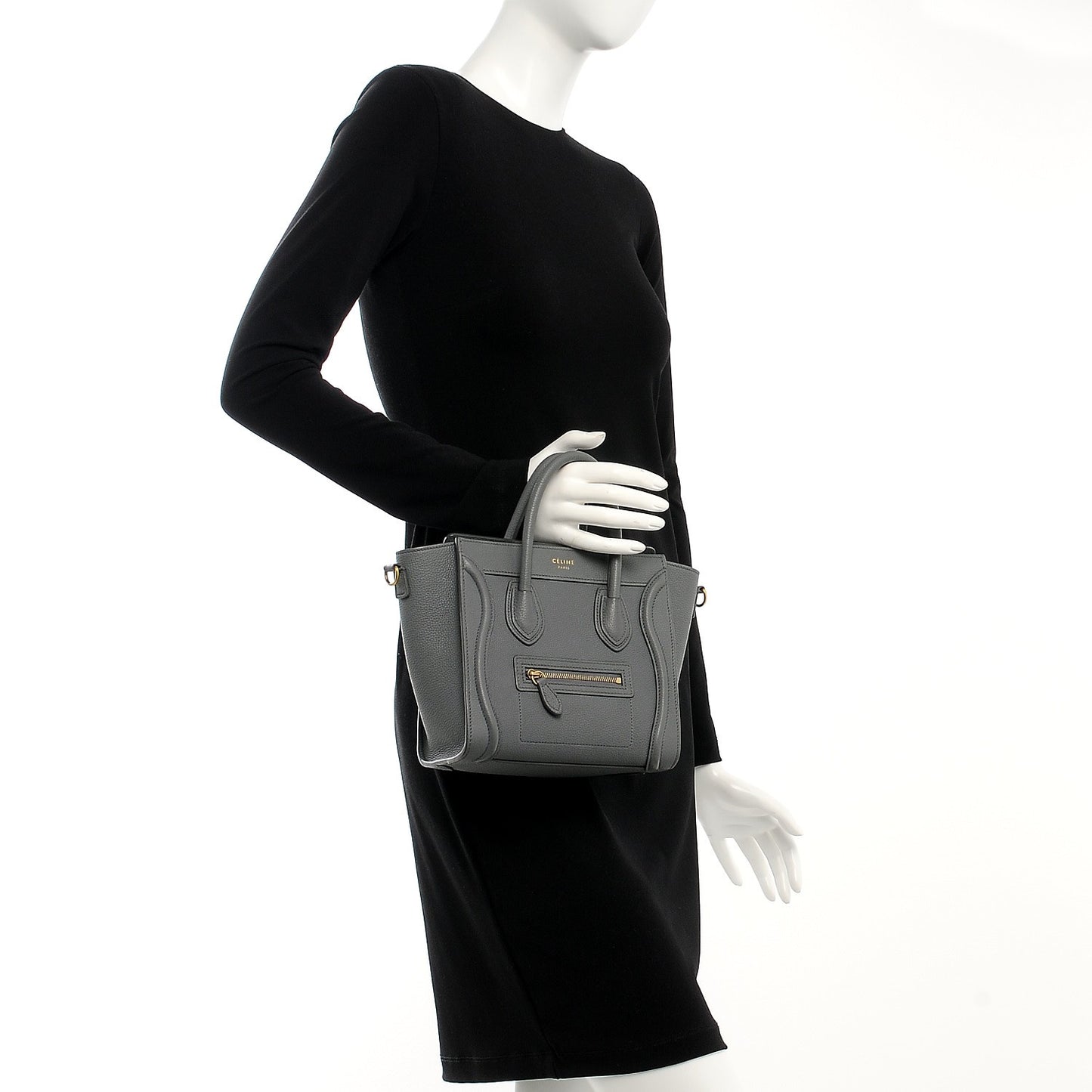 Baby Grained Calfskin Nano Luggage Kohl