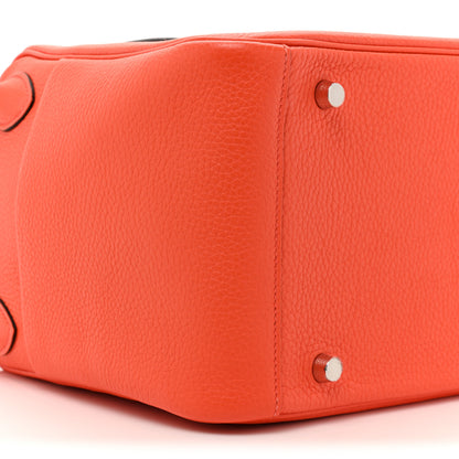 Hermes Taurillon Clemence Verso Lindy 30 Orange Poppy Bordeaux 8 of 9