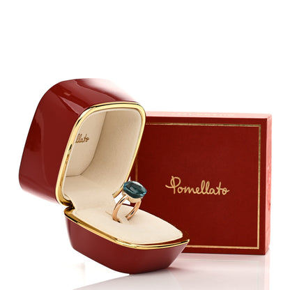 Pomellato 18K Rose Gold Blue Topaz Nudo Maxi Ring 52 6 8 of 8