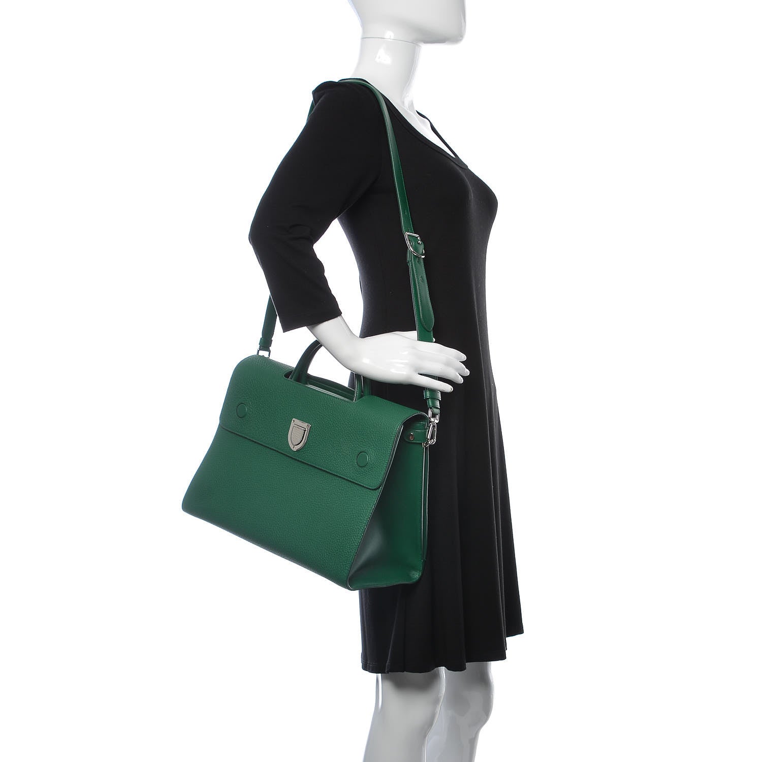 Christian Dior Grained Calfskin Medium Diorever Flap Green 2 of 13