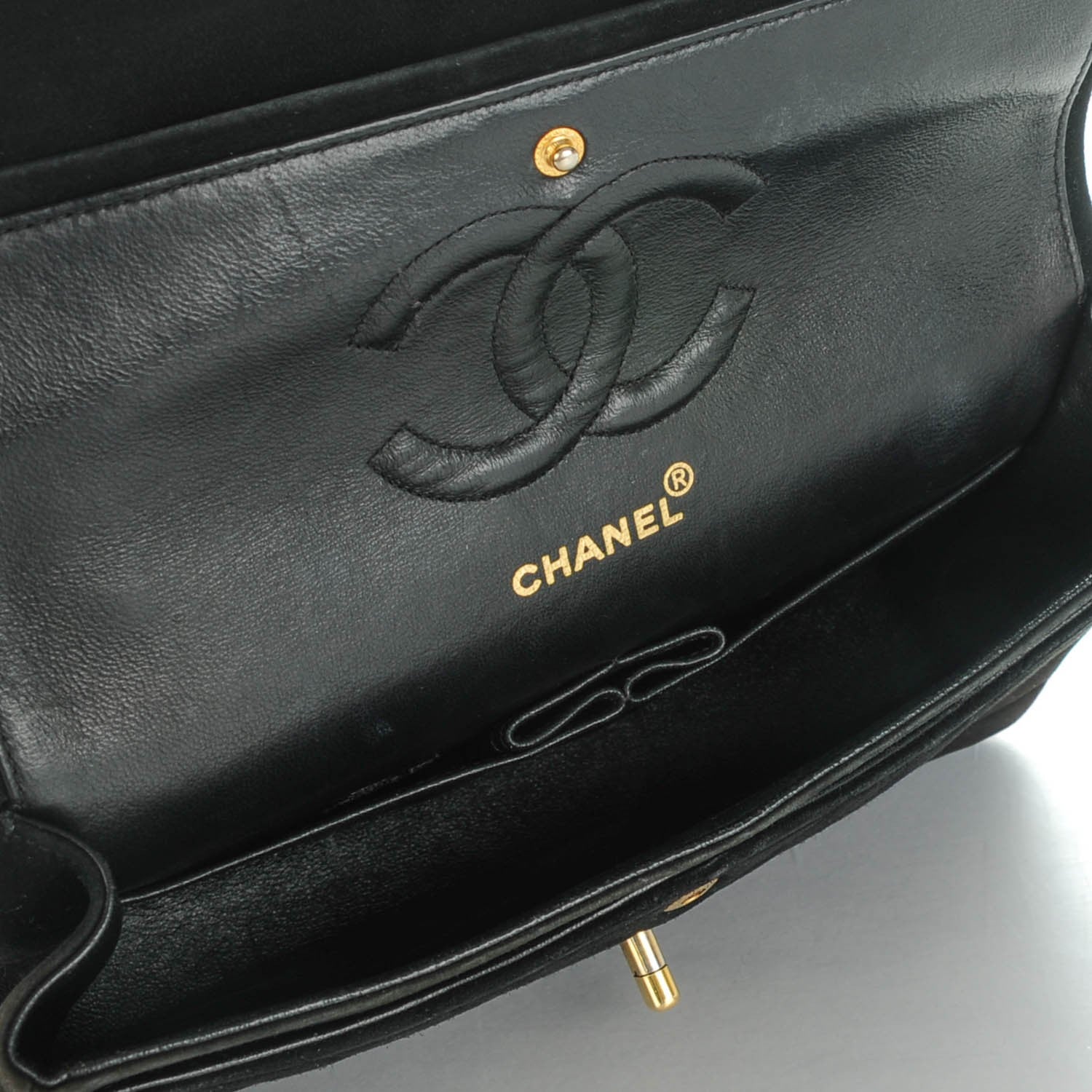 Chanel Suede Chevron Medium Double Flap Bag Black 5 of 9