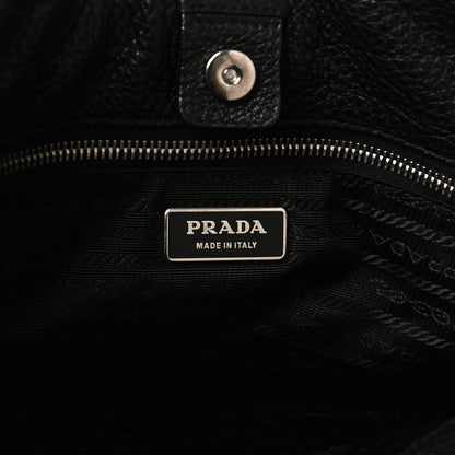 Prada Vitello Daino Flap Shoulder Bag Black 8 of 11