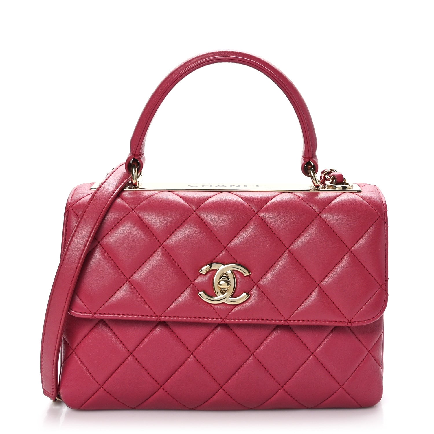 Chanel Lambskin Quilted Small Trendy CC Flap Dual Handle Bag Dark Pink 1 of 9