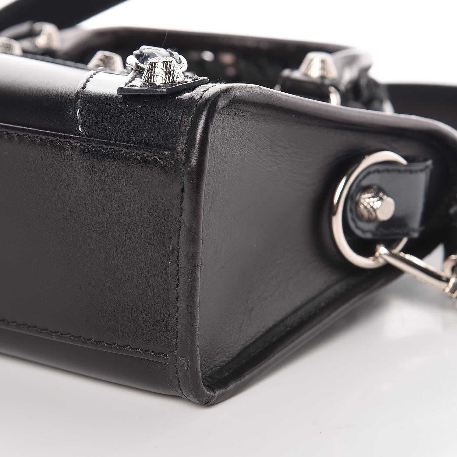 Balenciaga Smooth Calfskin Metallic Patent Giant 12 Silver Hardware Mini City Black Gris 9 of 9