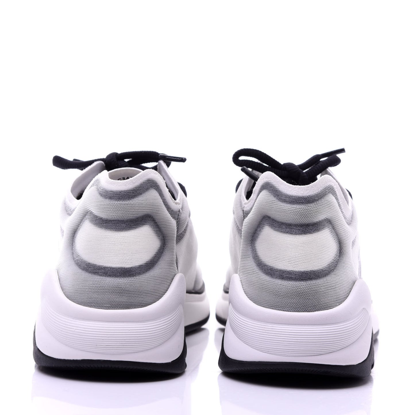 Calfskin Mesh Lycra Womens Logo Sneakers 39 White Black