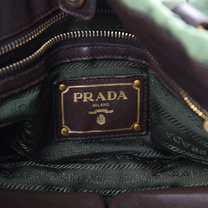 Prada Tessuto Nylon Gaufre Tote Green Brown 6 of 19