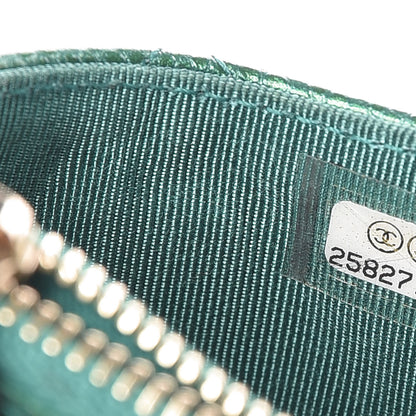 Chanel Metallic Caviar Quilted CC Zip Card Holder Green 7 of 8