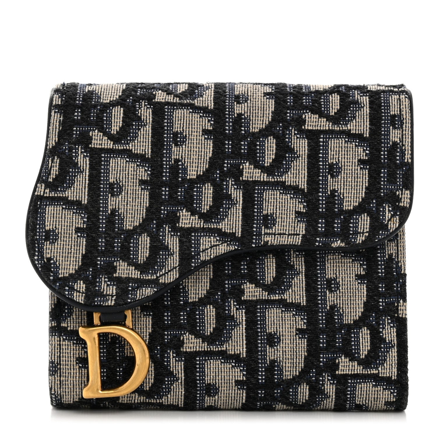 Christian Dior Oblique Saddle Lotus Wallet Blue 1 of 9