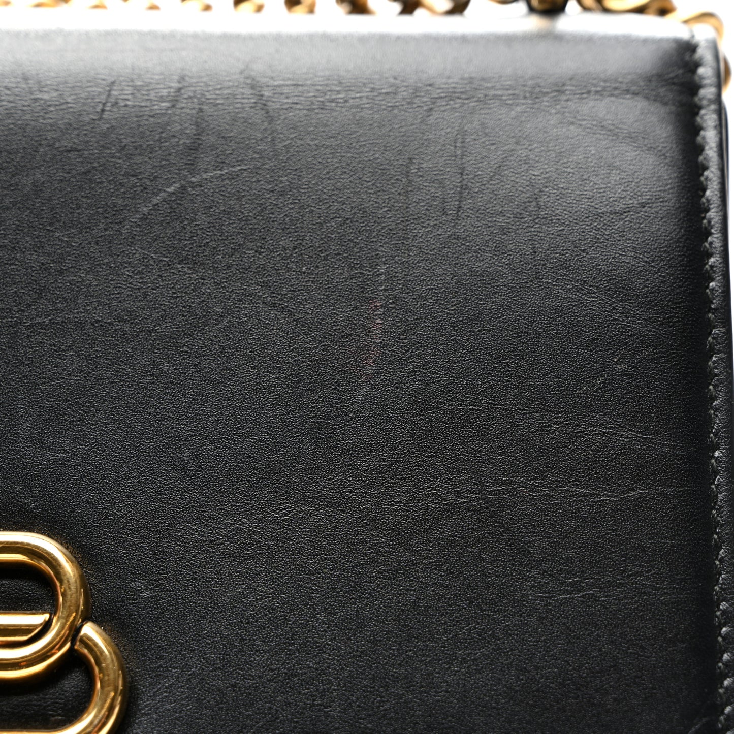 Box Calfskin S Sharp Chain Shoulder Bag Black