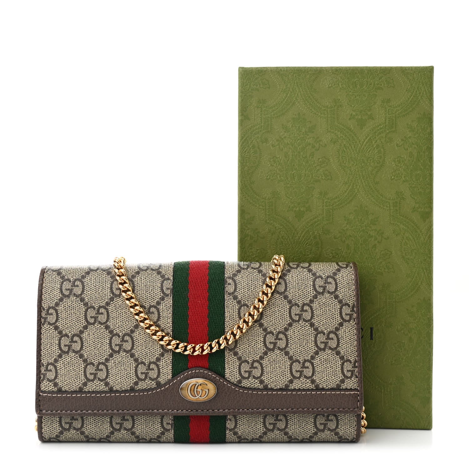Gucci GG Supreme Monogram Web Ophidia Wallet On Chain Brown 12 of 12