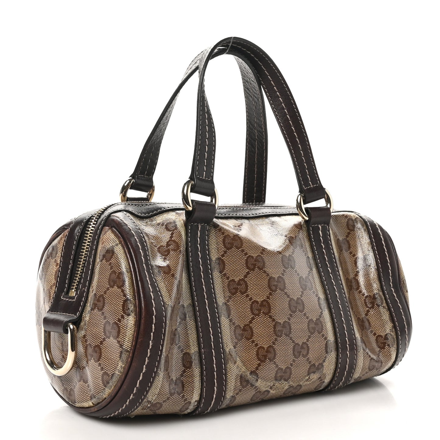 Crystal Monogram Duchessa Small Boston Bag Brown