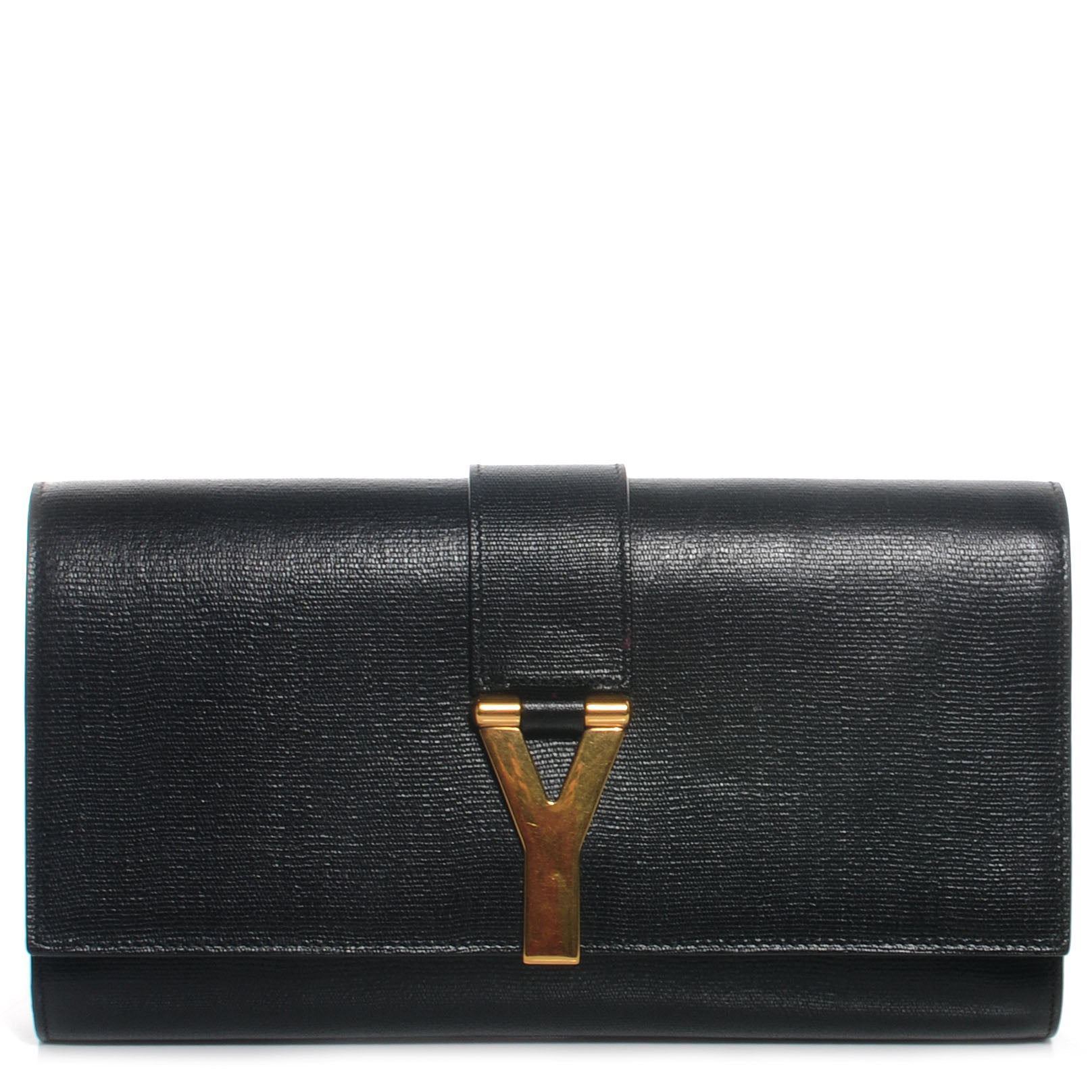 Saint Laurent Textured Leather ChYc Clutch Black 1 of 7