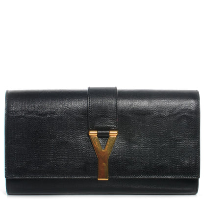 Saint Laurent Textured Leather ChYc Clutch Black 1 of 7