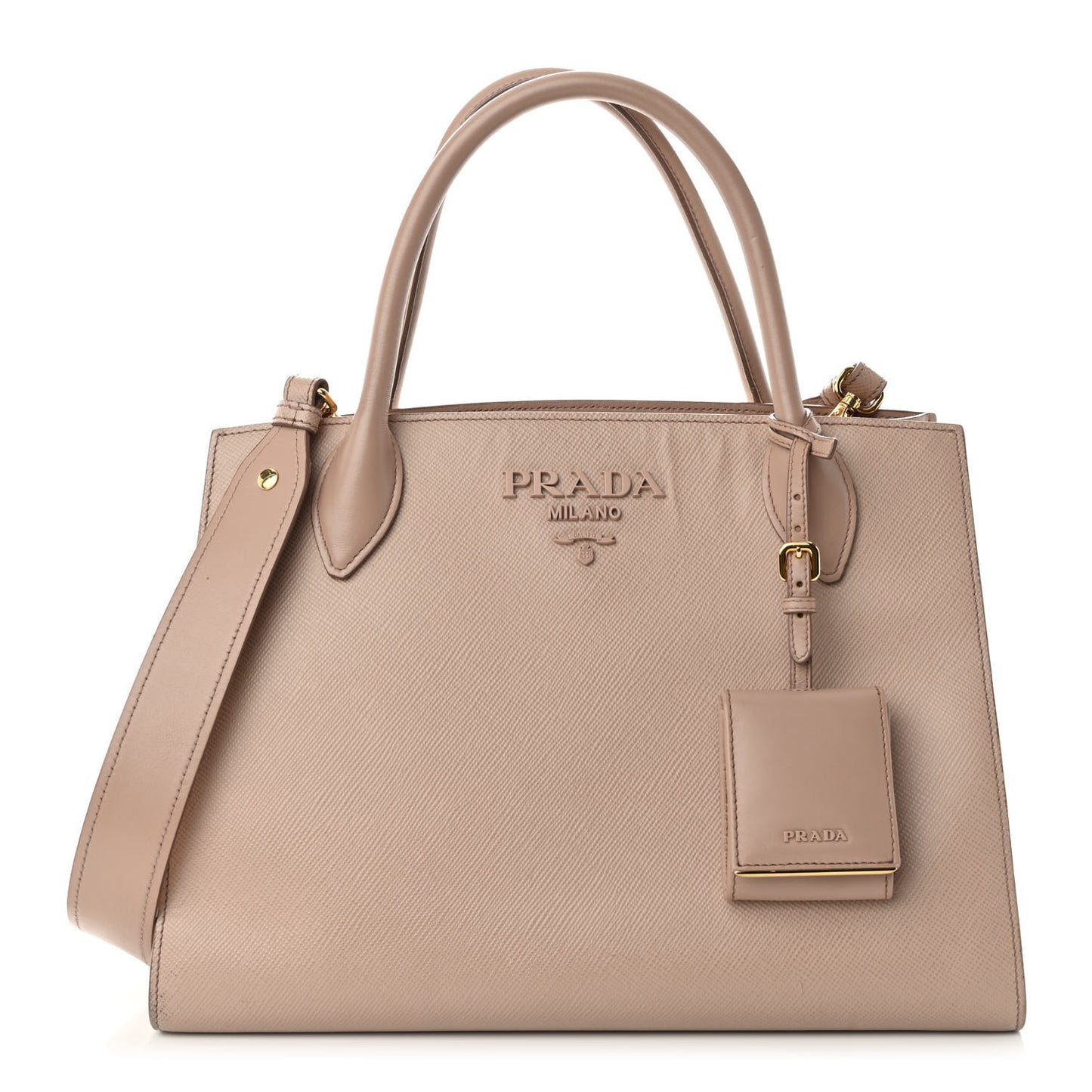 Saffiano Cuir Calfskin Medium Monochrome Top Handle Tote Cipria