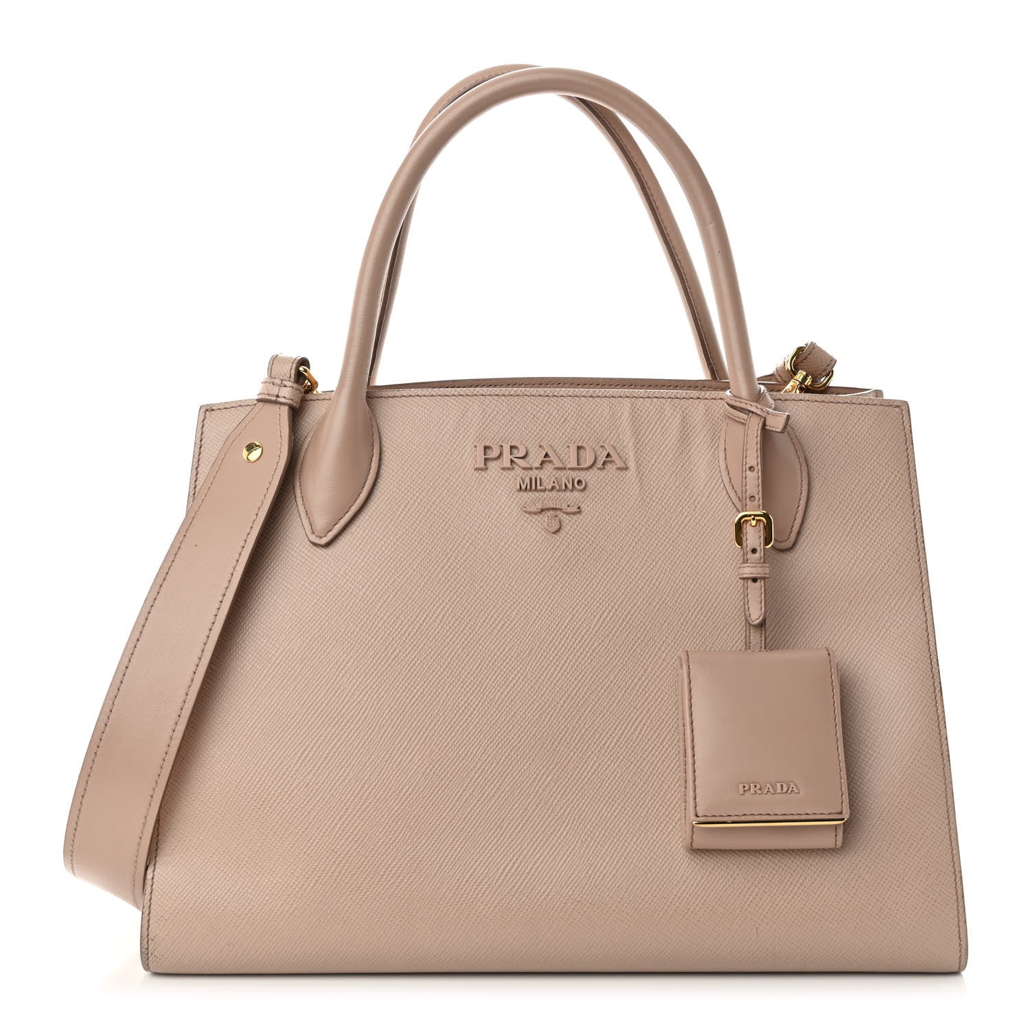 Prada Saffiano Cuir Calfskin Medium Monochrome Top Handle Tote Cipria 1 of 10