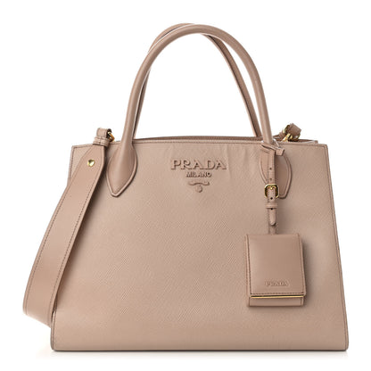 Prada Saffiano Cuir Calfskin Medium Monochrome Top Handle Tote Cipria 1 of 10