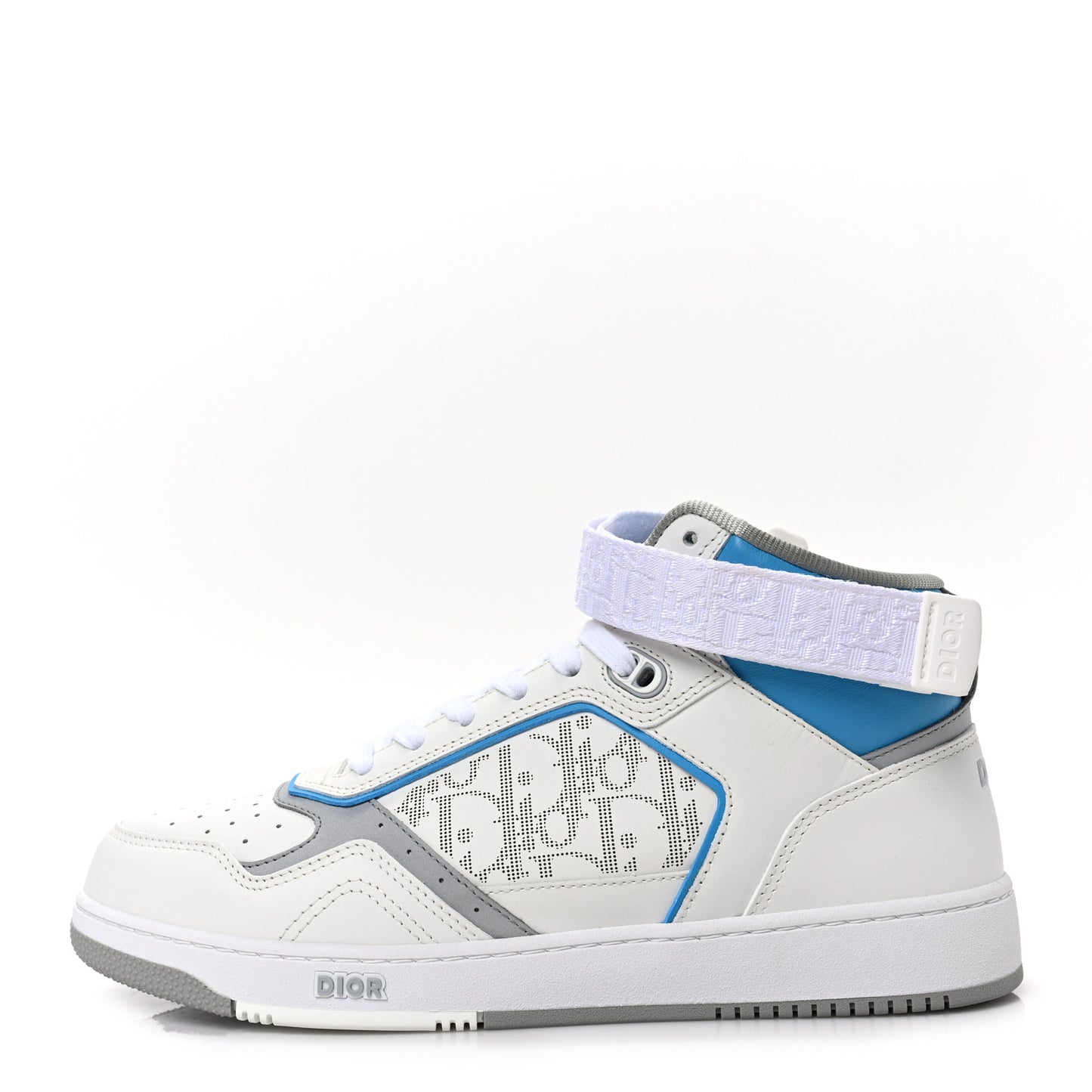 Smooth Calfskin Oblique Galaxy Perforated Mens B27 Mid Top Sneakers 42 Beige Blue