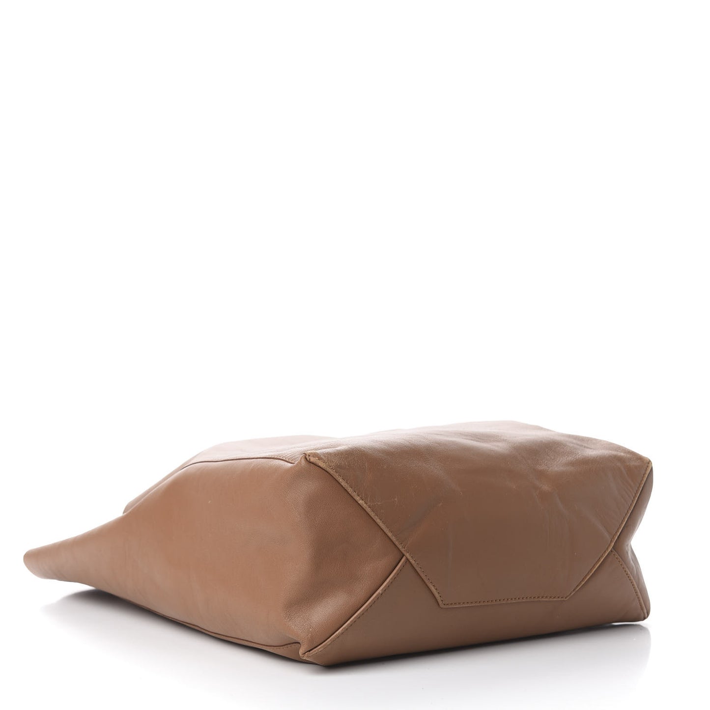 Lambskin Vertical Cabas Beige Brown
