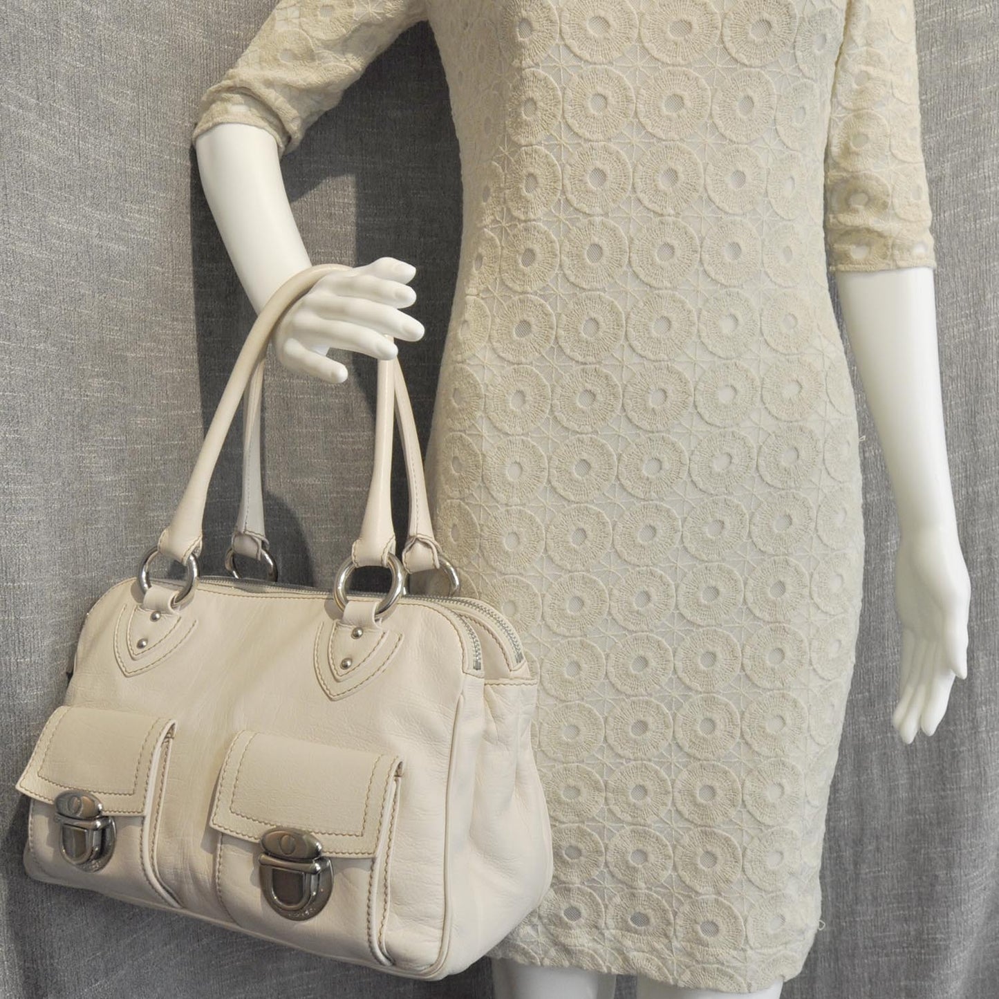 Leather Blake Satchel Cream