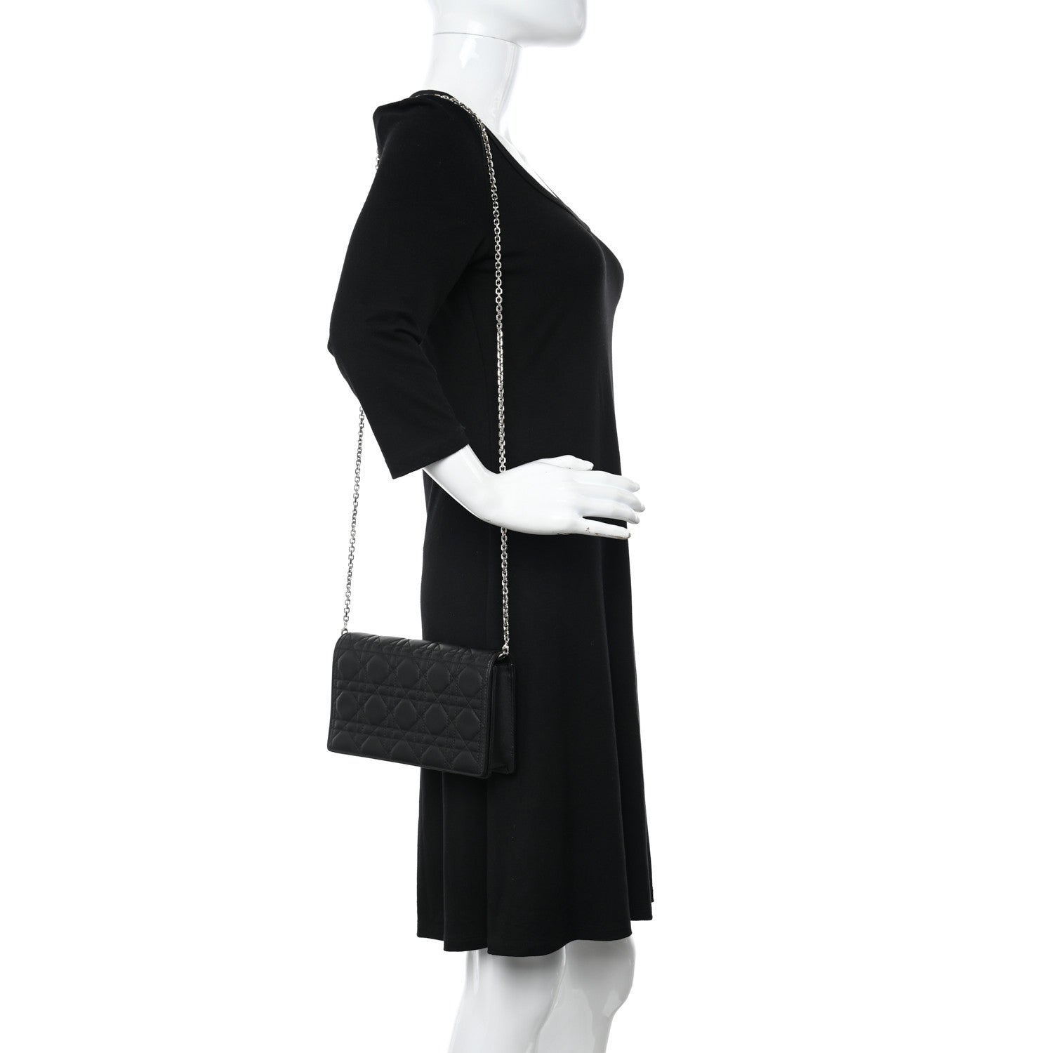 Christian Dior Lambskin Cannage Lady Dior Pouch Black 2 of 9