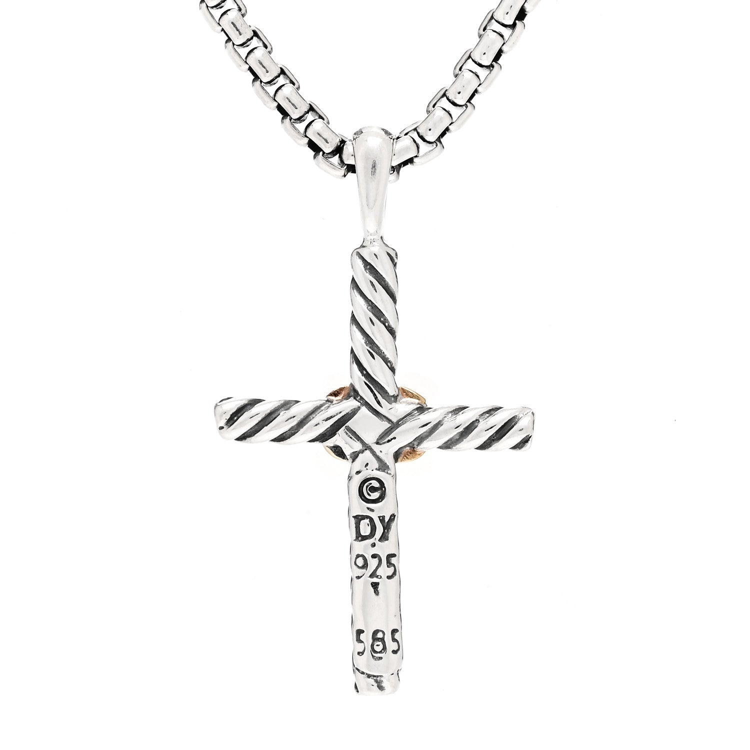 David Yurman Sterling Silver 14K Yellow Gold Petite X Cross Pendant Necklace 4 of 5