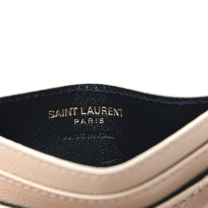 Saint Laurent Grain De Poudre Matelasse Chevron Monogram Credit Card Case Cork 6 of 7
