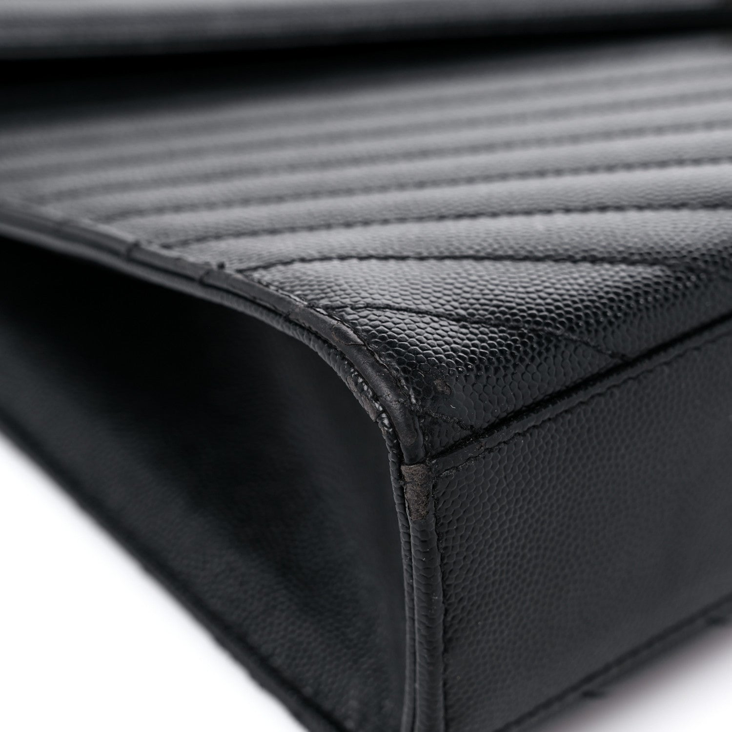 Saint Laurent Grain De Poudre Matelasse Chevron Large Monogram Satchel Black 8 of 20