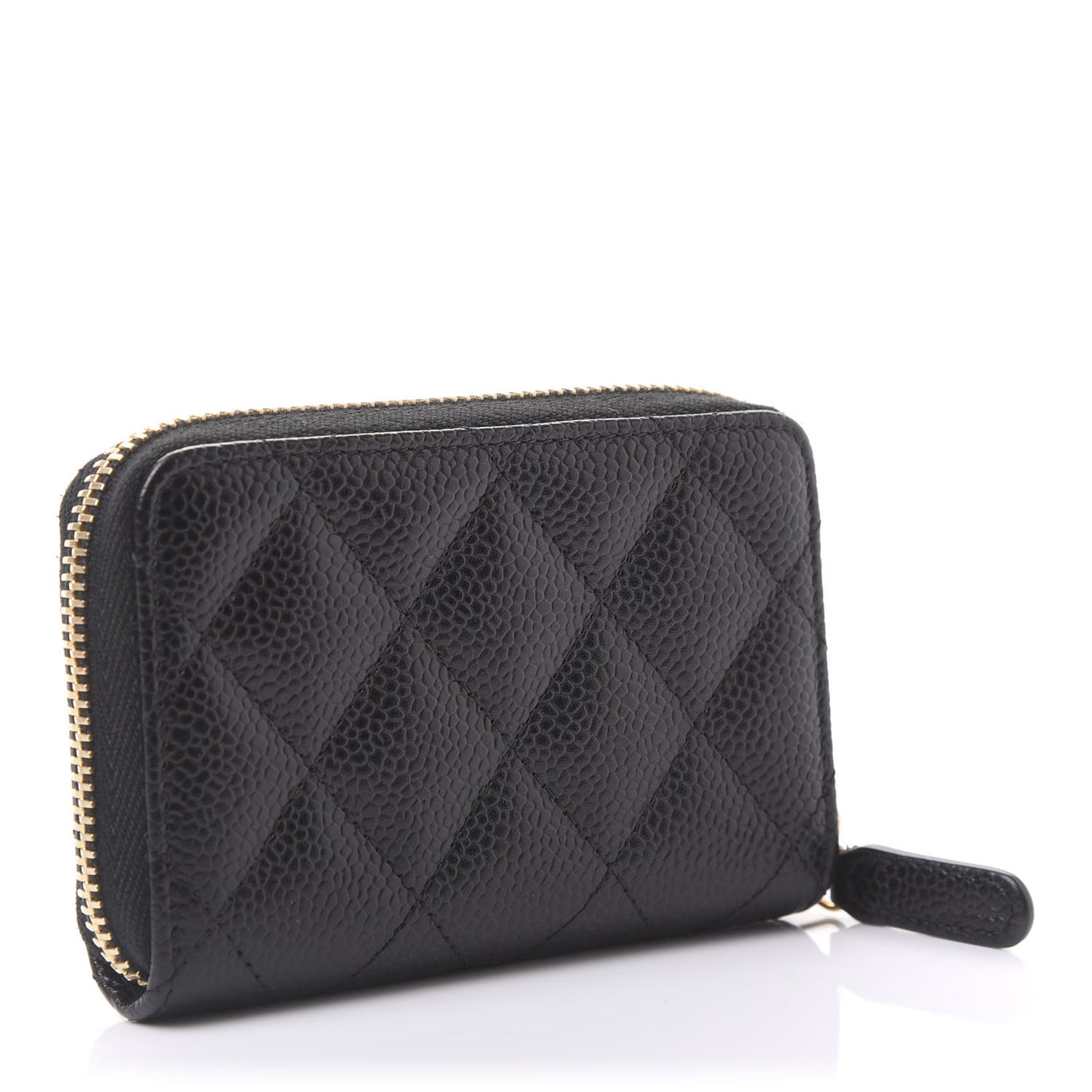 Caviar Quilted Zip Coin Purse Black