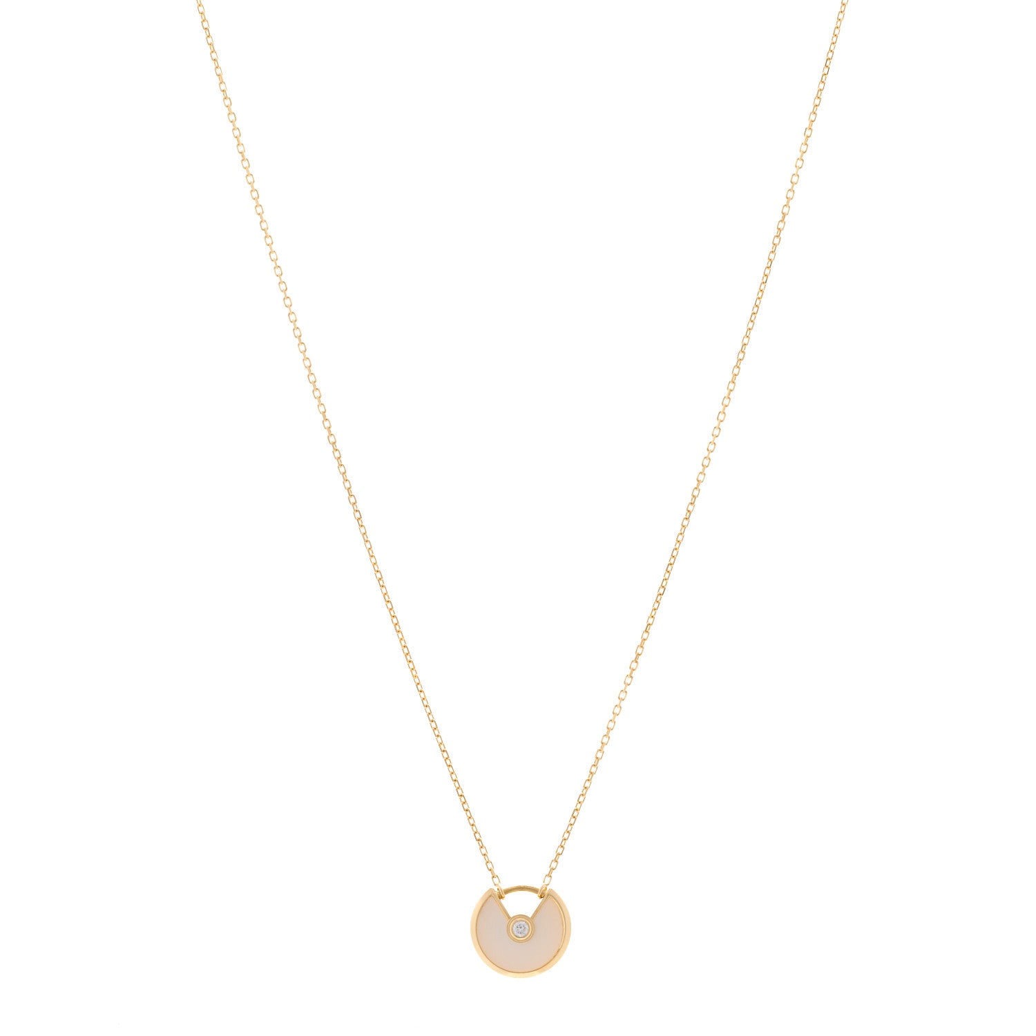 Cartier 18K Yellow Gold Diamond Mother of Pearl XS Amulette de Cartier Pendant Necklace 1 of 4