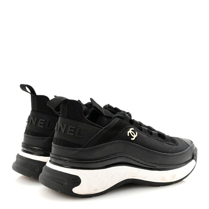 Chanel Velvet Calfskin Mixed Fibers CC Sneakers 37 Black 5 of 10