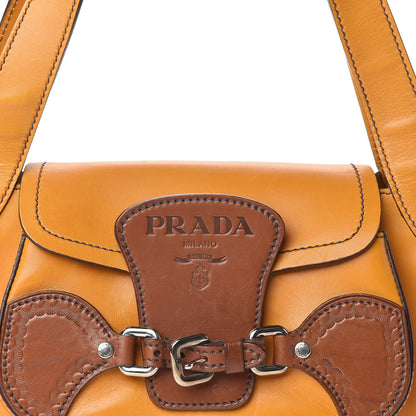 Prada Vitello Shoulder Bag Ocra Noce 12 of 13