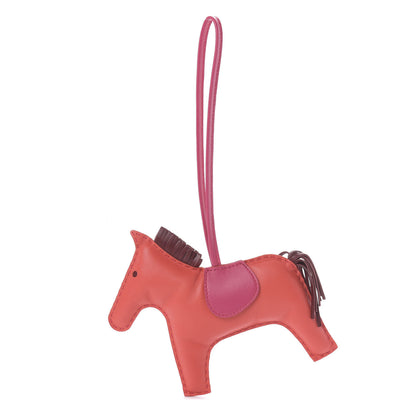 Hermes Milo Lambskin Grigri Rodeo Horse Bag Charm GM Rose Jaipur Shocking Rouge H 1 of 4